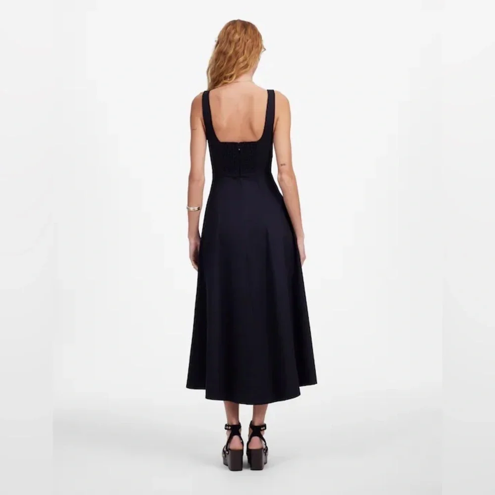 Madewell Seamed Squareneck Fitted Midi Dress Black Size 8/M NWT - Picture 4 of 11